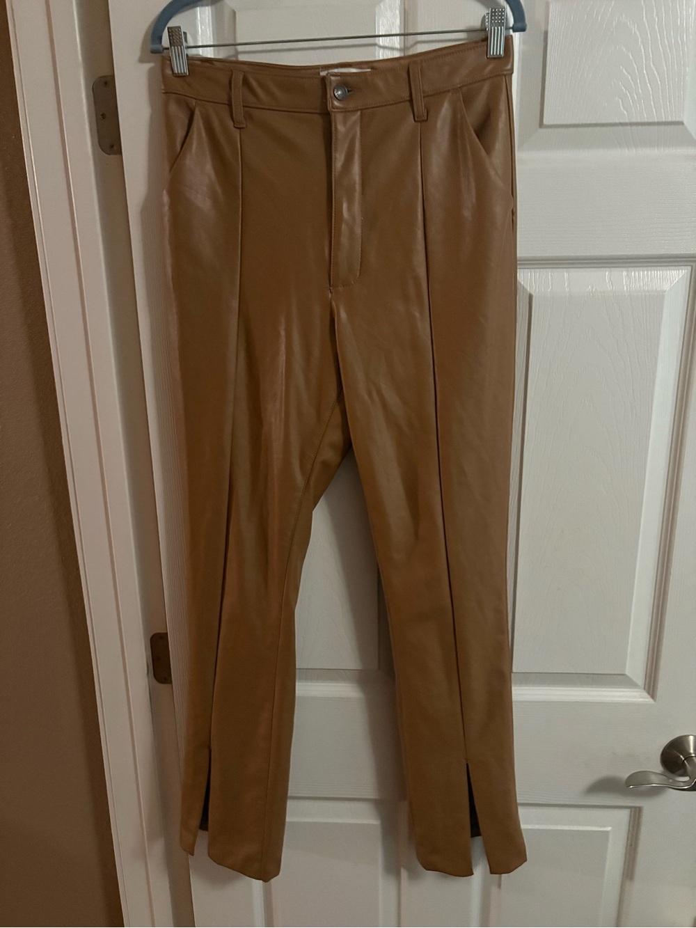 Abercrombie & Fitch faux leather pants high rise brown bikercore women's 12